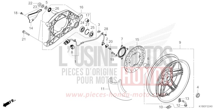 REAR WHEEL/SWINGARM for Forza 350 PEARL SIENA RED (R320) from 2023